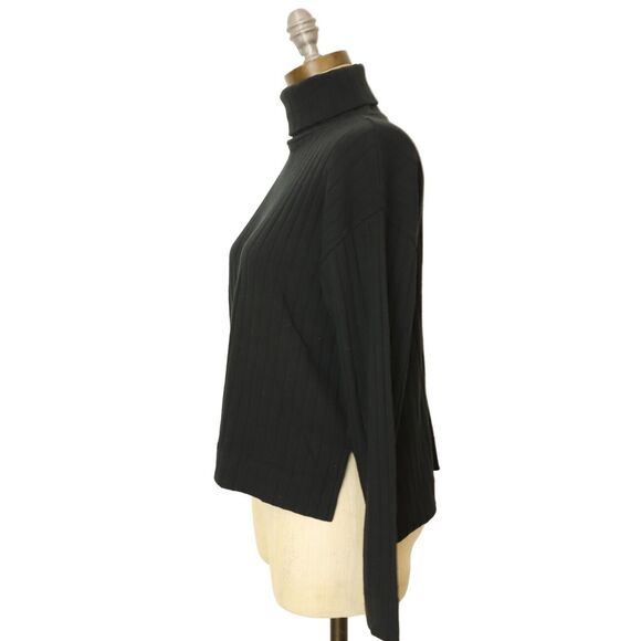 MADEWELL Relaxed Turtleneck Tee XS Ribbed Knit Long Sleeve Black NWT B84 - Picture 5 of 6